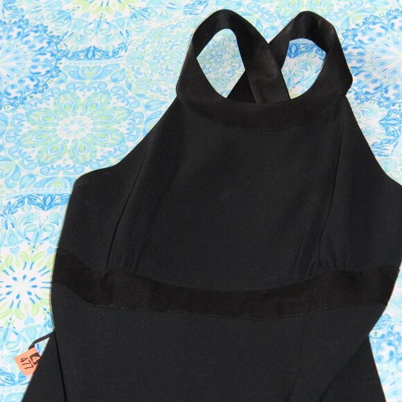 Vintage Black Satin Detailed Crepe Halter Dress with necklace/earings - Picture 1 of 14